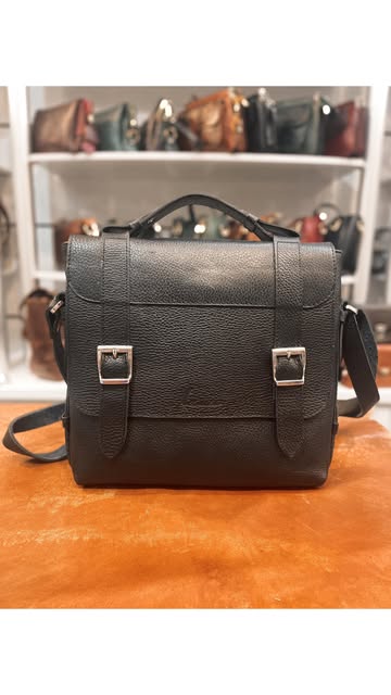 کیف دوشي نیمه اداری چرمي دو سگک _چرم گاباي