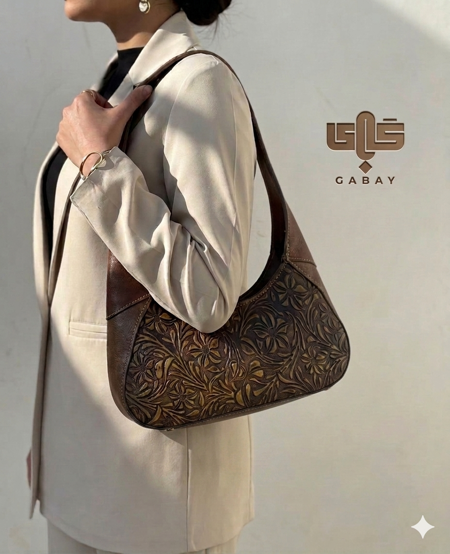 کیف زنانه چرم -حکاکی شده-مدل کشکولی-چرم گابای